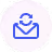 Blue icon of an envelope with a person symbol above it, representing email or contact.