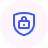 Blue shield icon with a white padlock in the center symbolizing encryption and security.